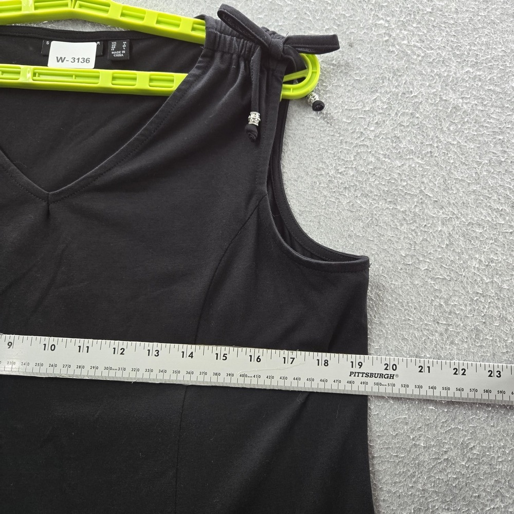 Susan Graver Weekend Women Dress M Black Drawstring Sleeveless - Picture 5 of 8